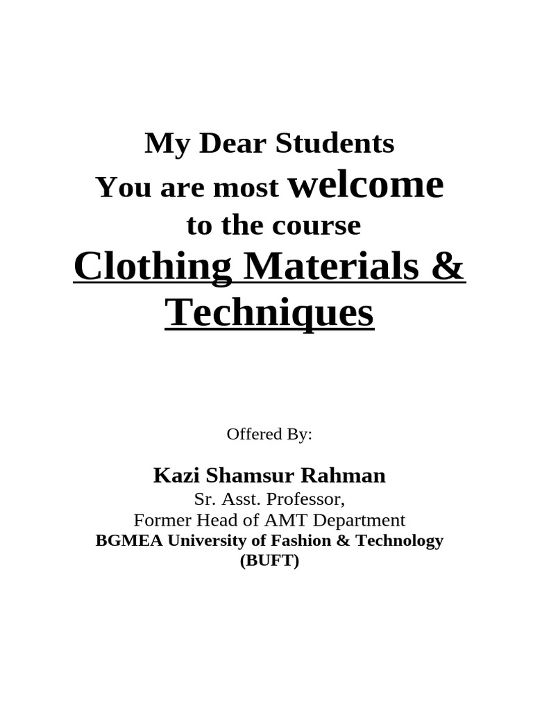 Clothing Materials Techniques | PDF | Fibers | Textiles
