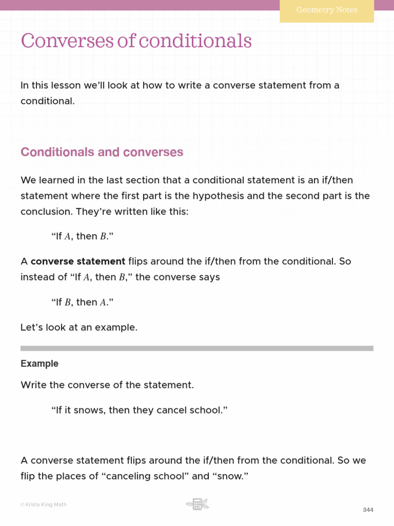 Writing Converses of Conditionals | PDF