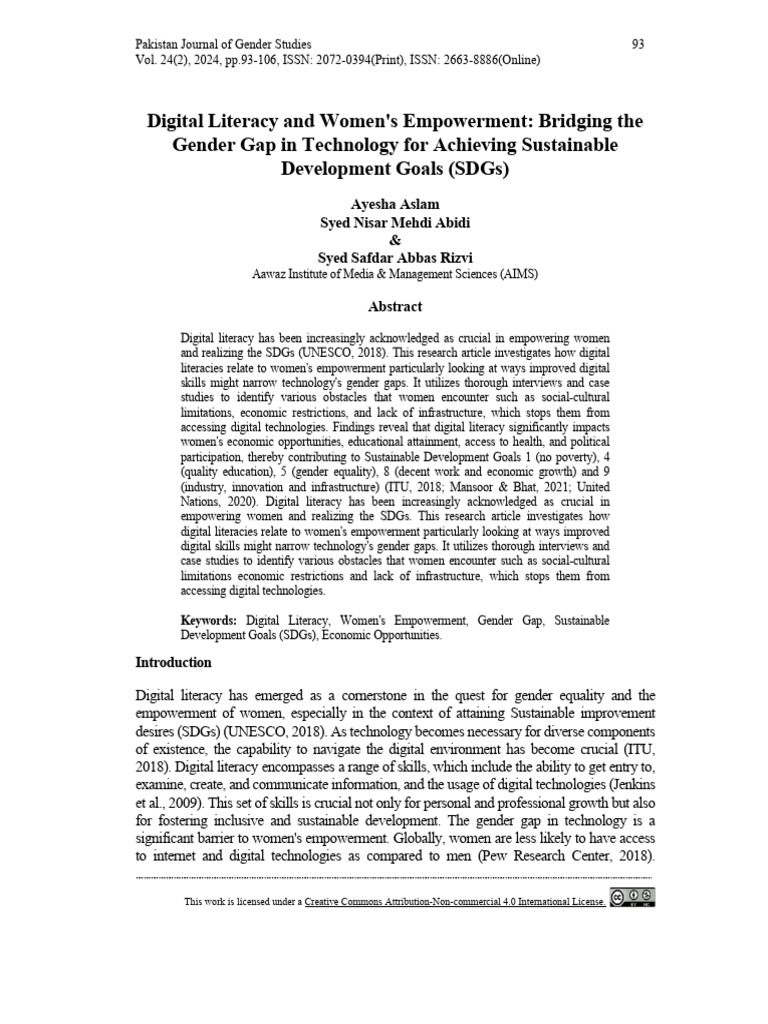 Digital Literacy: Empowering Women for SDGs | PDF | Literacy | Empowerment