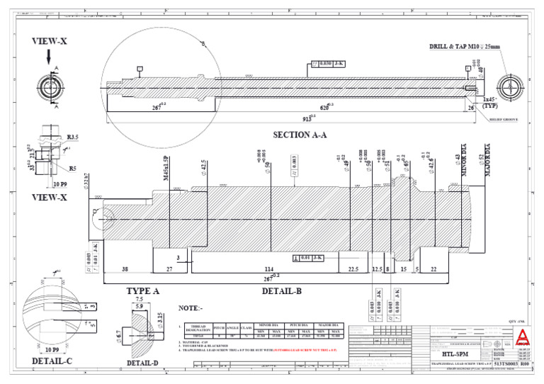 Trapezoidal Lead Screw TR52 x 8 P Specifications | PDF | Machines | Tools