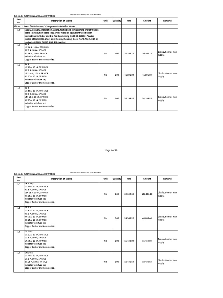 Electrical Estimate for High Court Project | PDF | Electrical Wiring ...