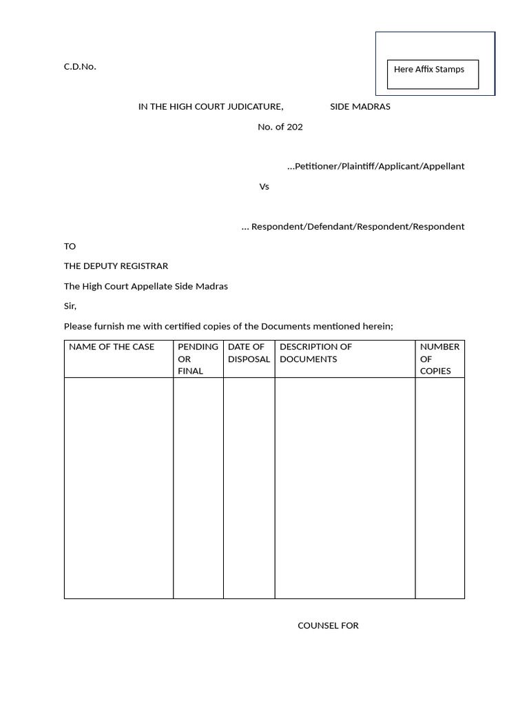 Certified Copy Application - High Court | PDF | Common Law | Public Law