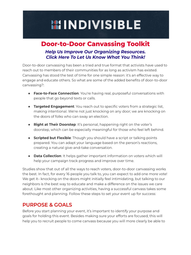 Door-to-Door Canvassing Best Practices | PDF