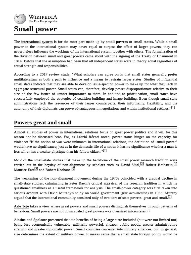 Defining Small Powers in IR | PDF | Power (Social And Political ...