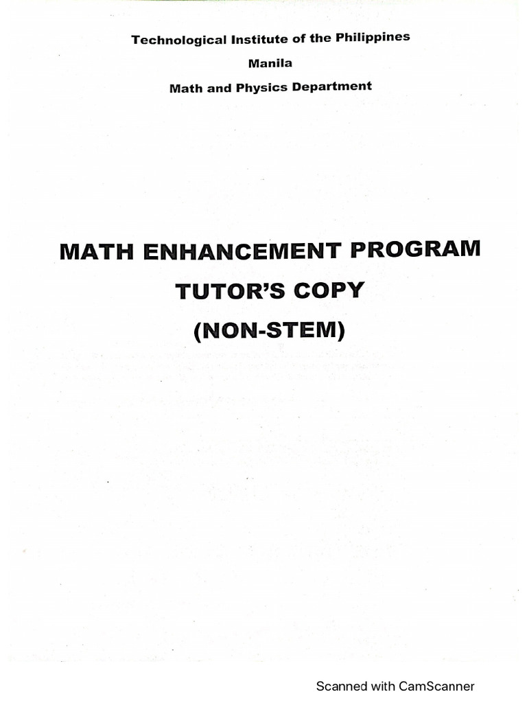 Math Enhancement Program - Tutor's | PDF