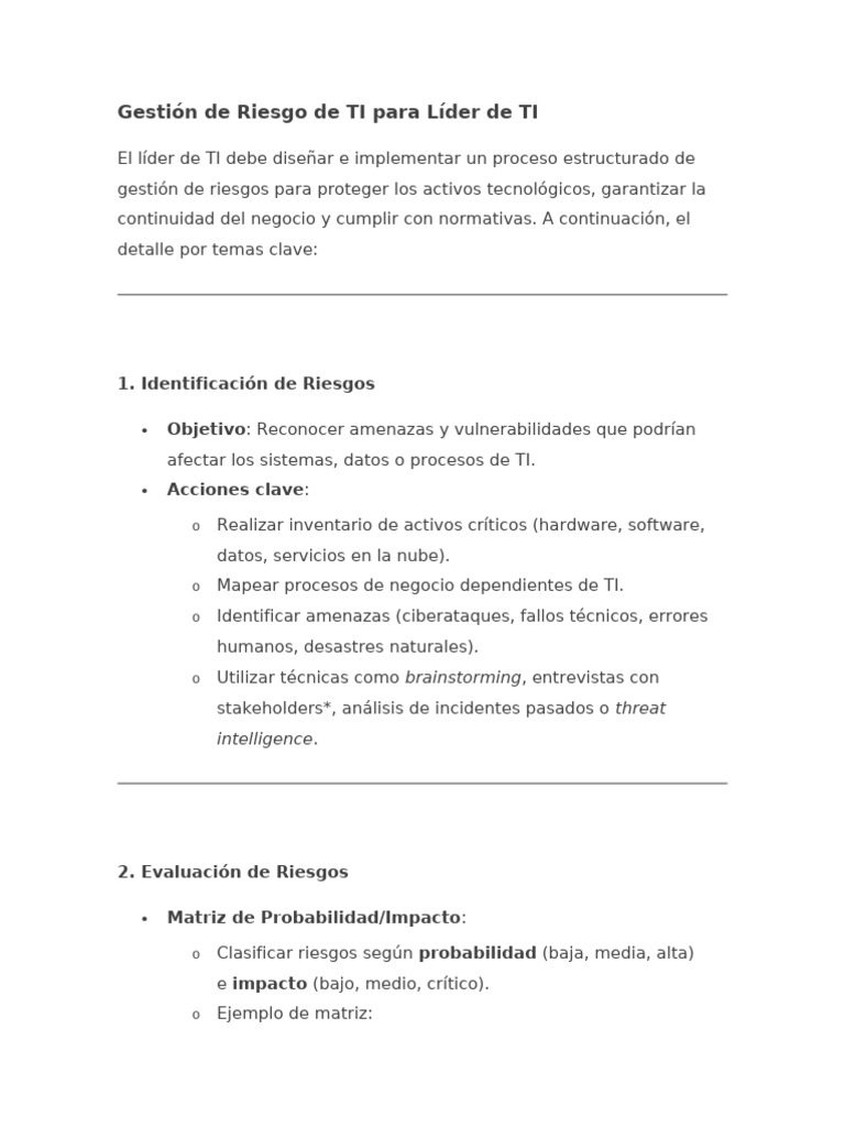 Gestión de Riesgo de TI | PDF | Riesgo | Gestión de riesgos
