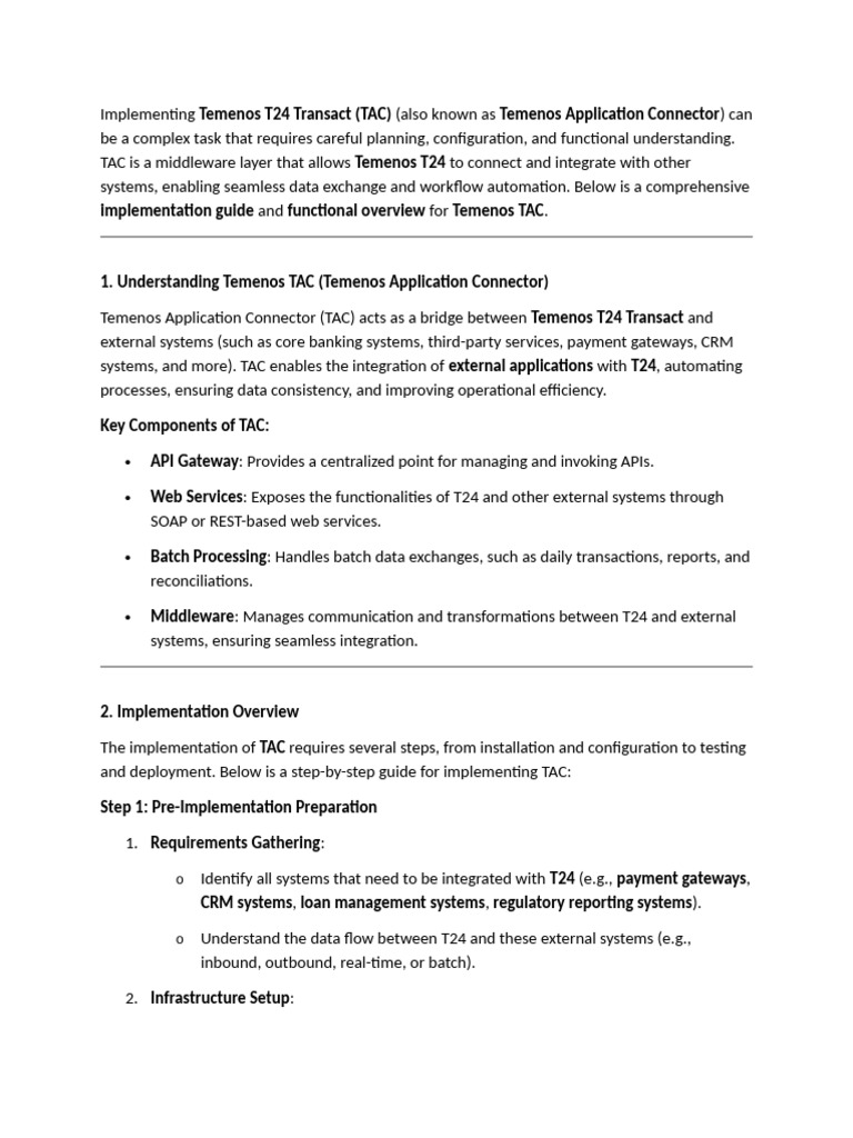 Implementing Temenos TAC Guide | PDF | Software Testing | Databases