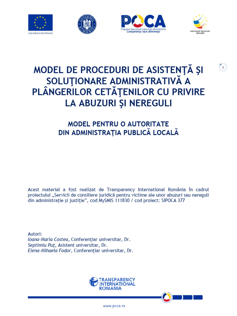 Model de Procedura - Autoritati Locale | PDF