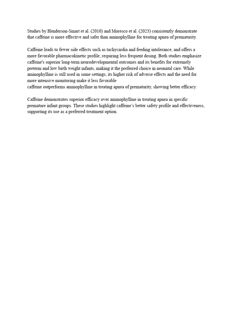 Caffeine vs. Aminophylline for Apnea Treatment | PDF