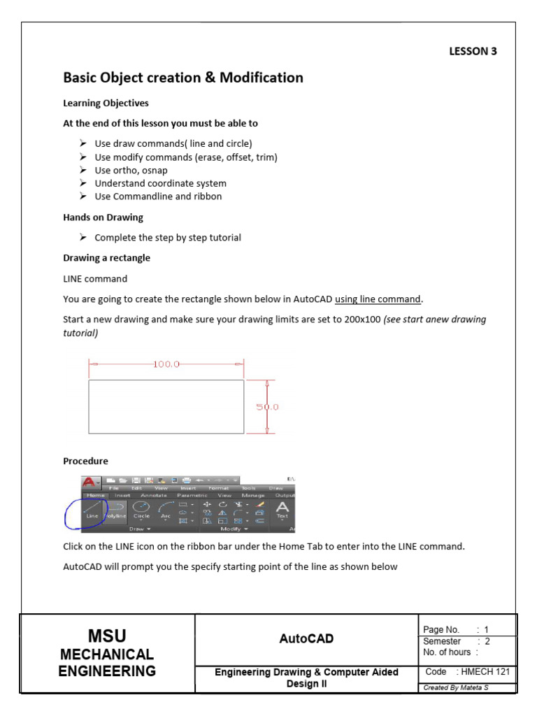 AutoCAD Basics: Drawing & Modifying Shapes | PDF | Cartesian Coordinate ...