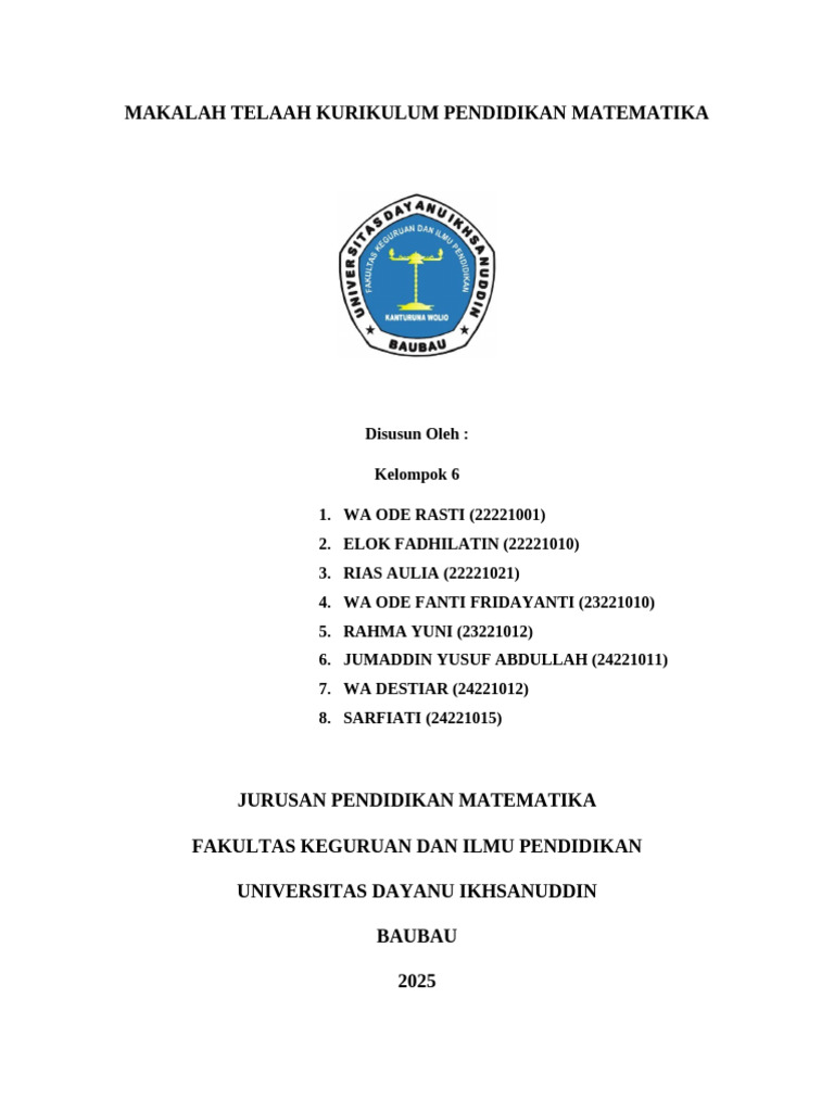 Telaah Kurikulum Pendidikan Matematika | PDF