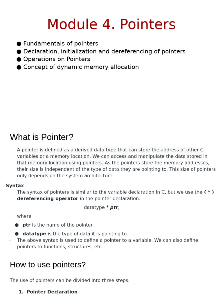 Understanding Pointers in C Programming | PDF | Pointer (Computer ...