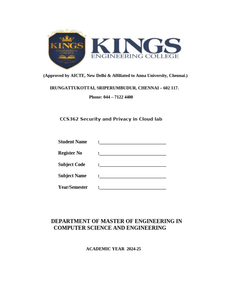 CCS362 Cloud Security Lab Manual | PDF | Encryption | Virtual Machine