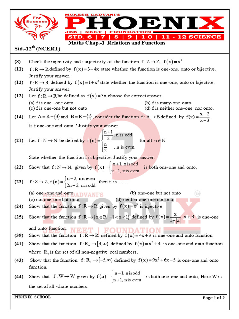 Maths Chapter 1: Relations & Functions | PDF | Area | Matrix (Mathematics)