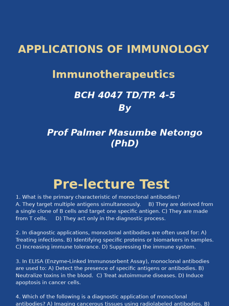 TP 4 Immunotherapeutics | PDF | T Cell | Immune System