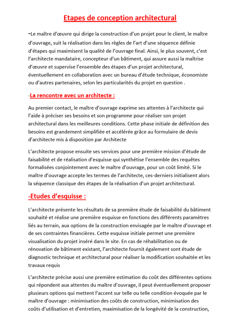 Étapes de la conception architecturale | PDF | Architecte