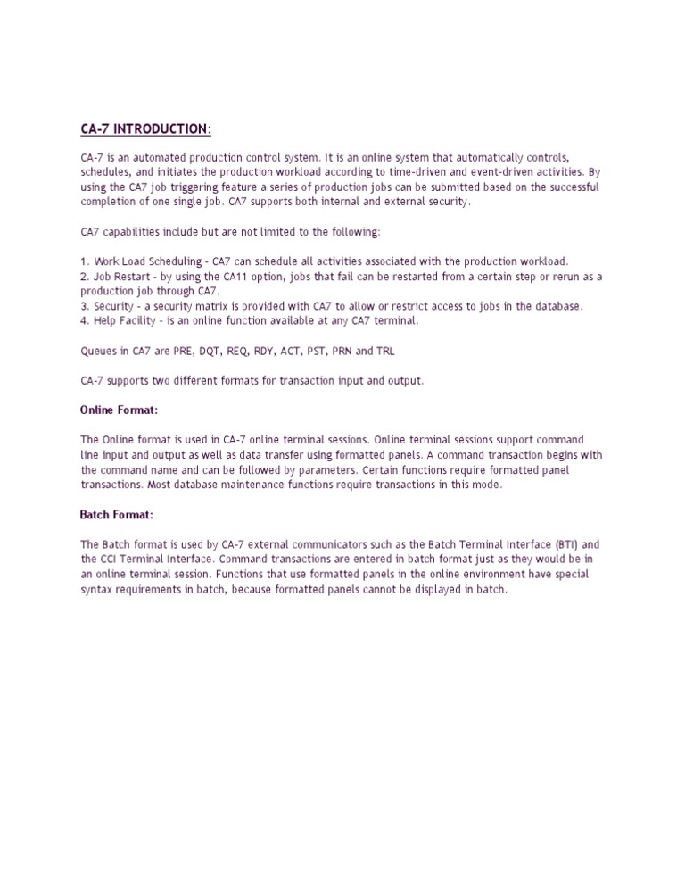 CA-7 Automated Production Control System | PDF