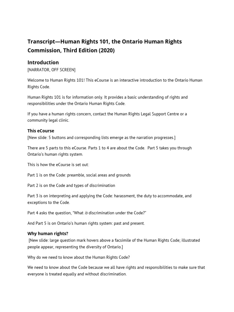 Human Rights 101 Third Edition (2020) Transcript en | PDF ...