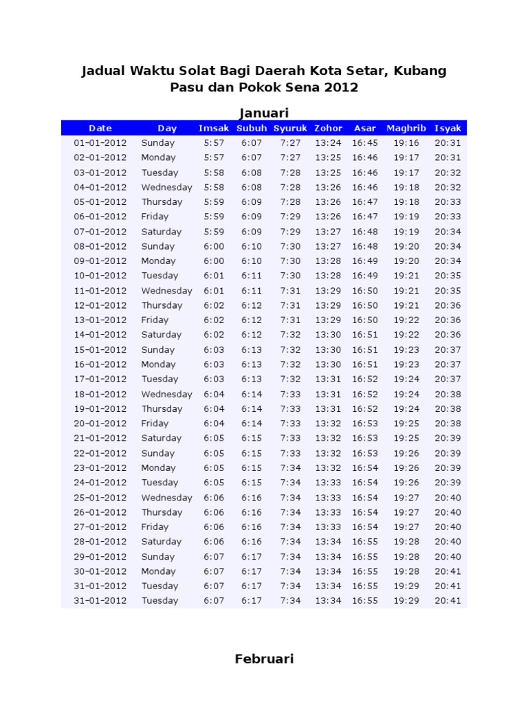 Jadual Waktu Solat Sarawak / Menampilkan waktu sholat di indonesia