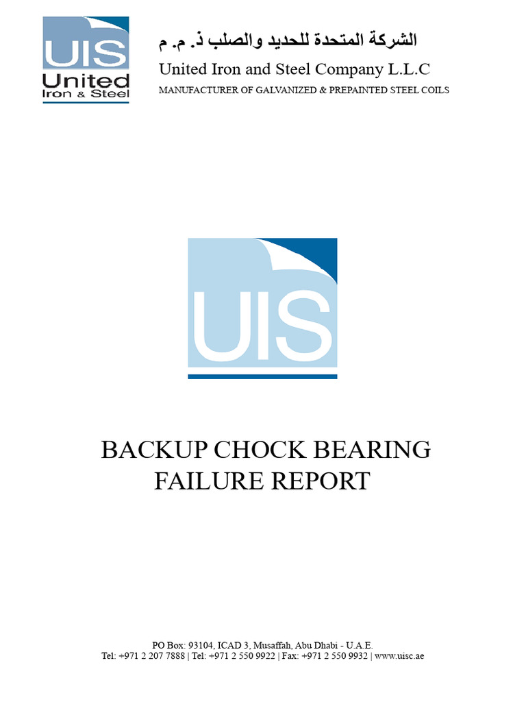 Backup Chock Bearing Failure Report | PDF