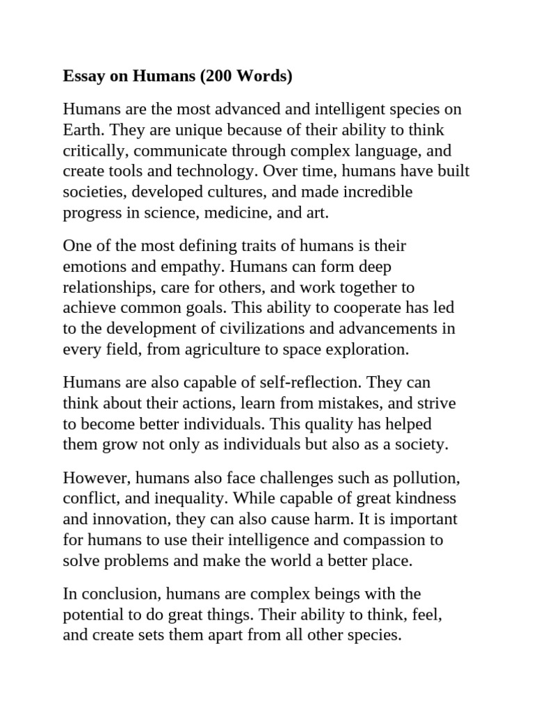 Essay On Humans | PDF