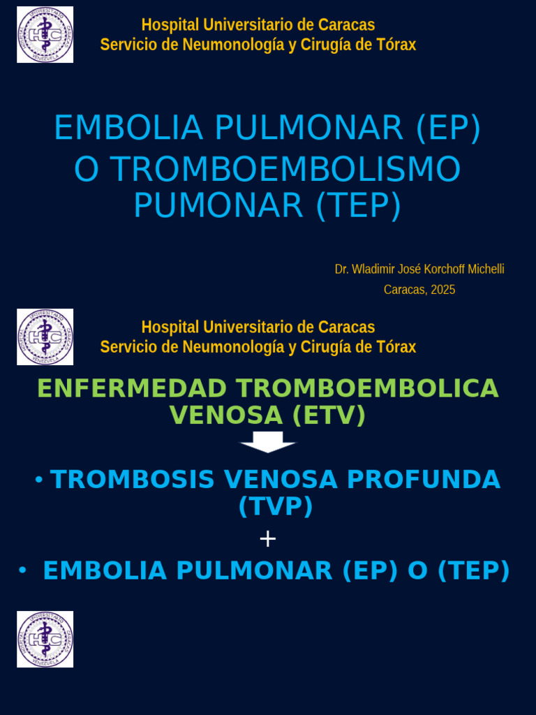 Embolia Pulmonar y Trombosis Venosa Profunda | PDF | Embolia | Trombo