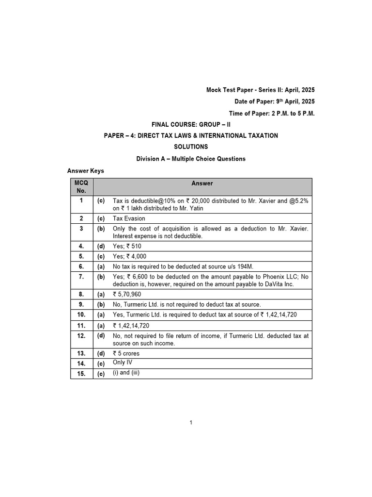 CA Final DT A MTP 2 May 2025 Exam Castudynotes Com | PDF | Capital Gain ...