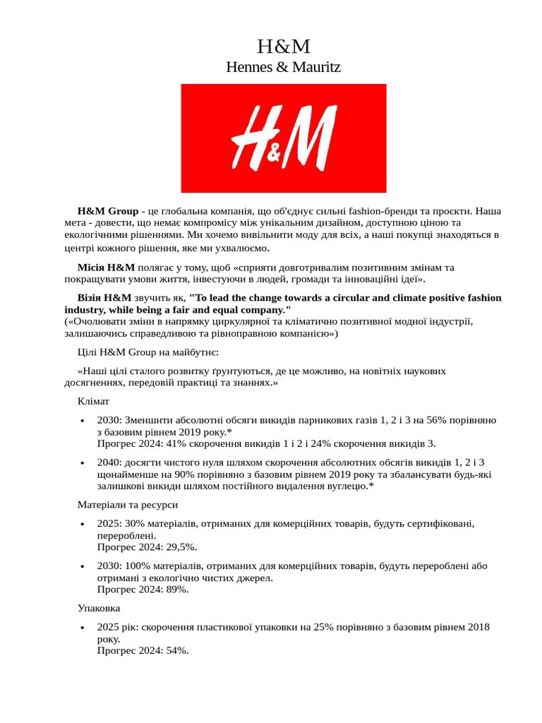 Hennes & Mauritz: H&M Group | PDF