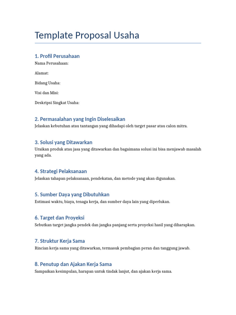 Template Proposal Usaha Lengkap | PDF