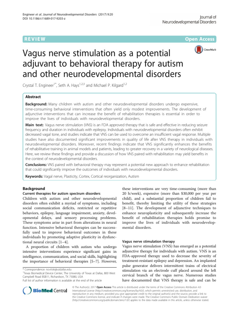 Vagus Nerve Stimulation for Autism Therapy | PDF | Diseases And ...