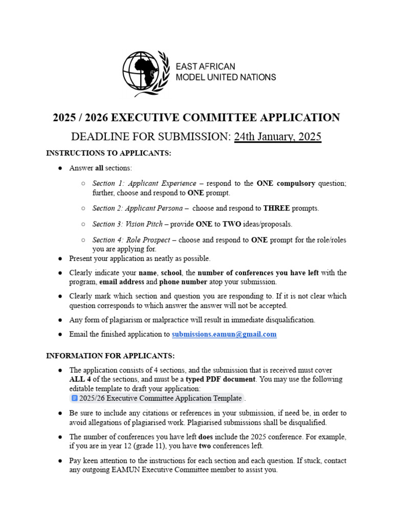 2025/26 Executive Committee Application Guide | PDF | Leadership | Goal