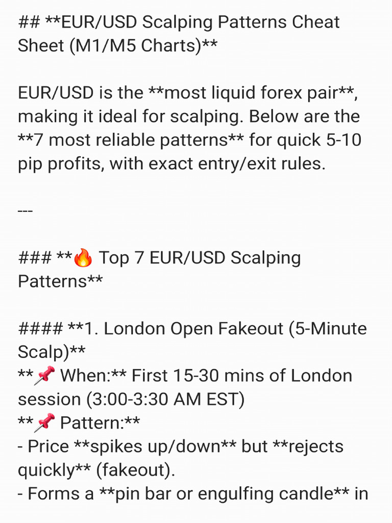 EURUSD Cheat Sheet 250401 192022 | PDF