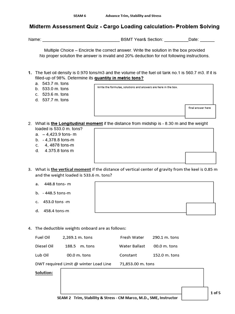 Problem Solving Q Only - Multipke Choice | PDF | Shipbuilding | Watercraft