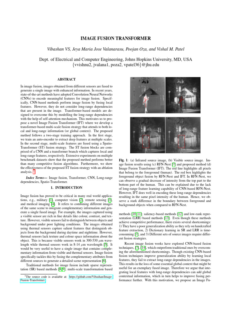 Image Fusion Transformer for Enhanced Imaging | PDF | Machine Learning ...