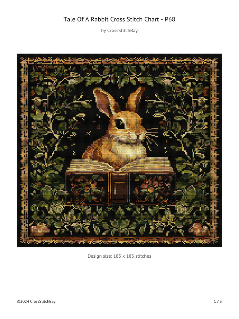 Rabbit Cross Stitch Chart P68 Design | PDF | Cascading Style Sheets | Color