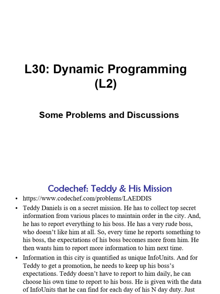 L30: Dynamic Programming (L2) : Some Problems and Discussions | PDF ...