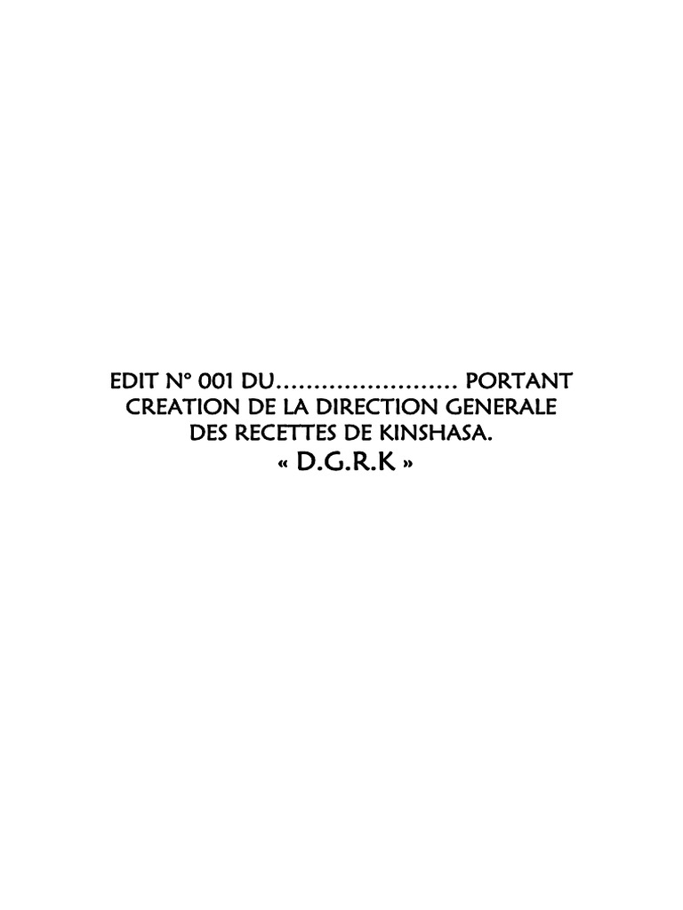 Création de la DGRK à Kinshasa | PDF | Impôts