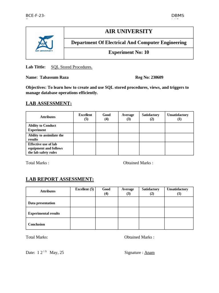 SQL Stored Procedures Lab Report | PDF | Databases | Computing