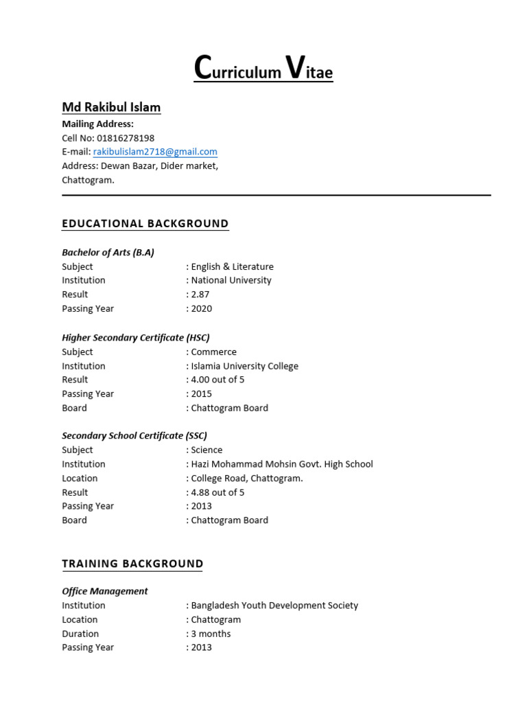CurriculumVitae of Rakibul Islam-2 | PDF | Bangladesh