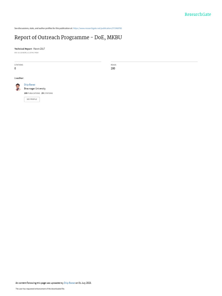 Reportof Outreach Programmesuggestingediting Parth | PDF | Teachers ...