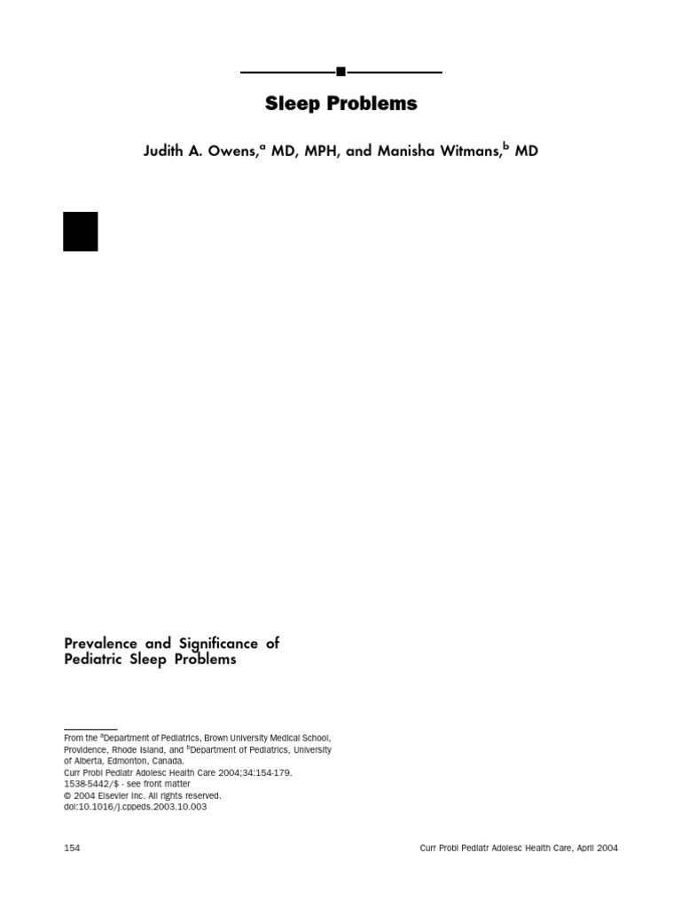 Pediatric Sleep Problems Overview | PDF | Sleep | Sleep Disorder
