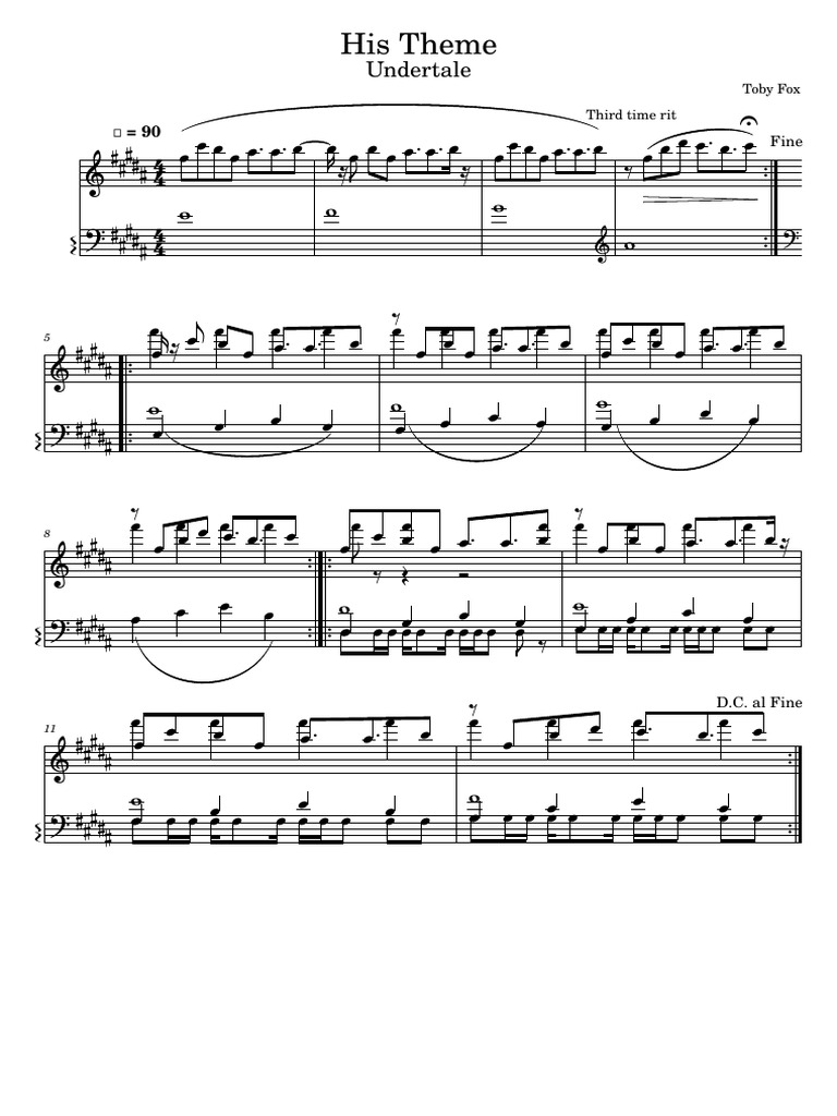 Undertale: His Theme Sheet Music | PDF