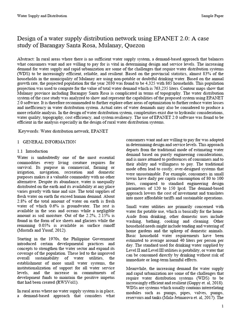 Water Distribution Design in Mulanay | PDF | Water | Water Supply Network