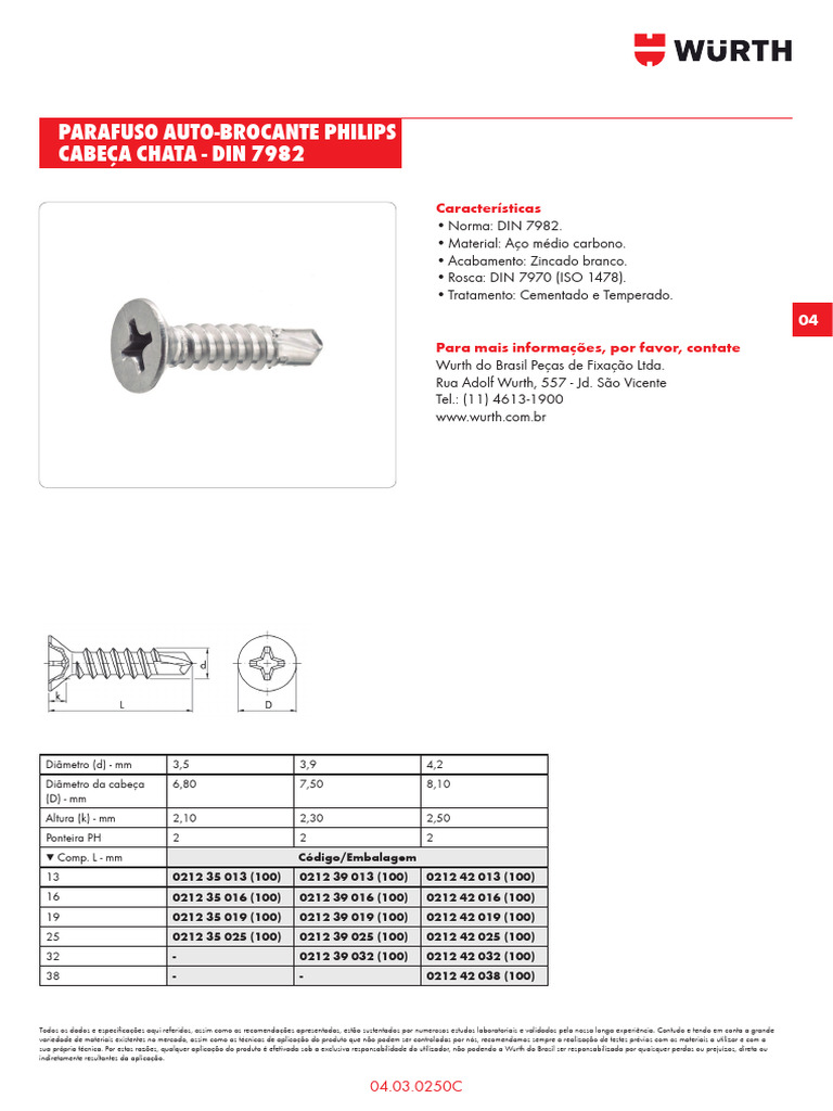 Parafuso Auto-Brocante DIN 7982 | PDF