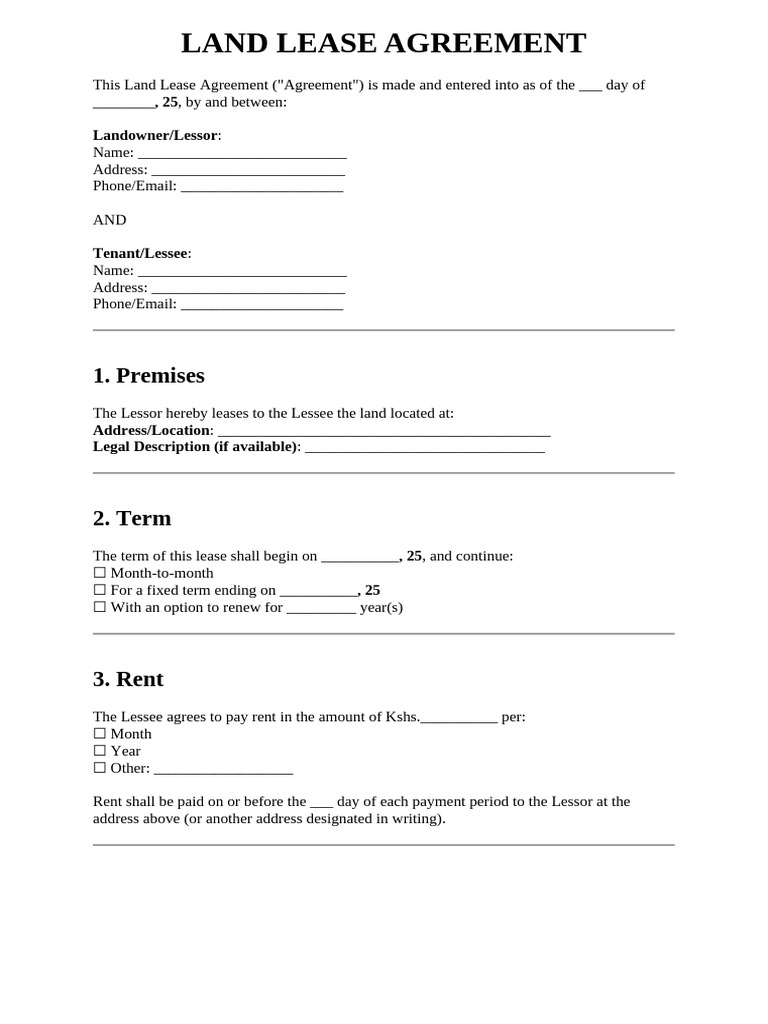 Land Lease Agreement | PDF