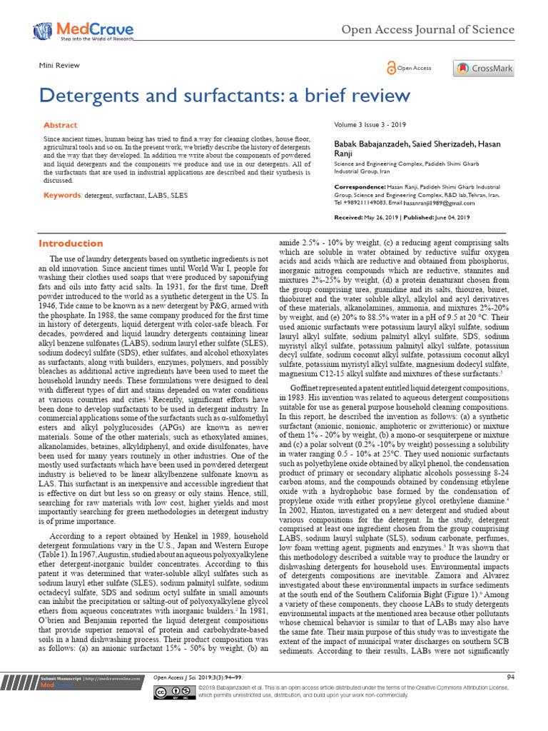 History and Components of Detergents | PDF | Detergent | Surfactant