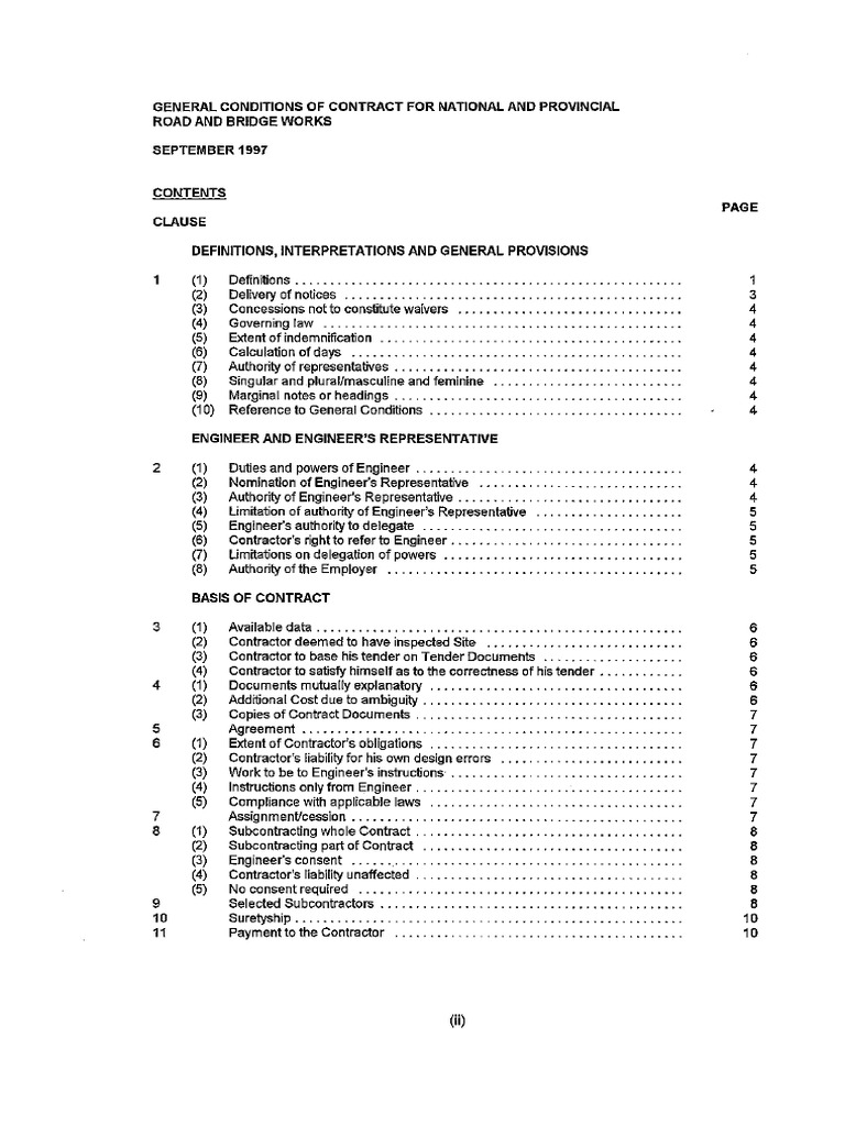 General Conditions of Contract For Road and Bridge Work | PDF