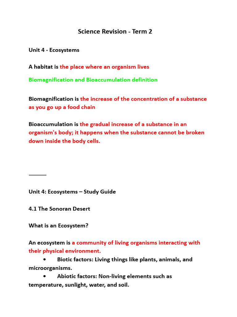 Ecosystems Study Guide: Key Concepts | PDF | Foods | Ecosystem