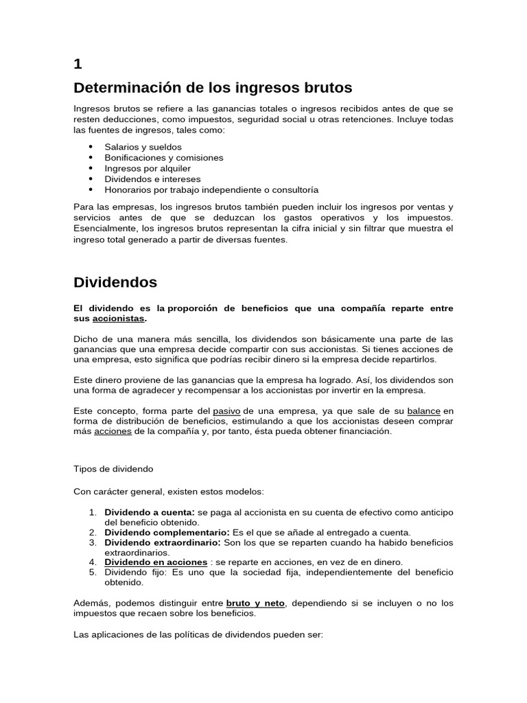 Ingresos Brutos y Deducciones Fiscales | PDF | Dividendo | Business