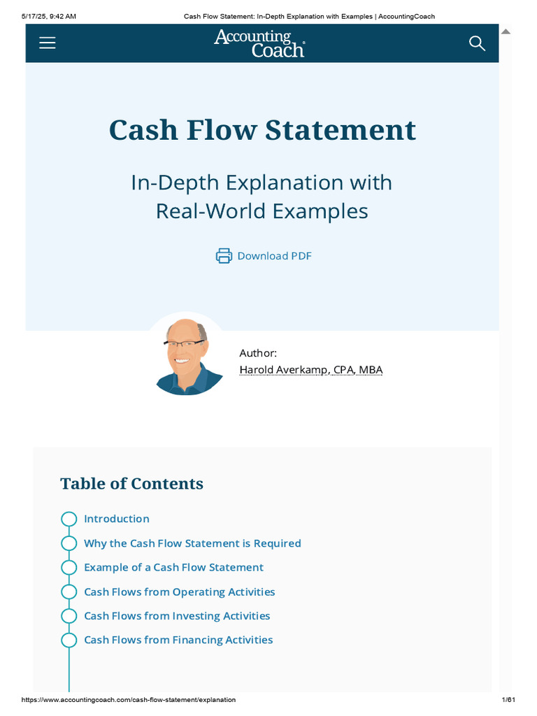 Cash Flow Statement Explained with Examples | PDF | Cash Flow Statement ...